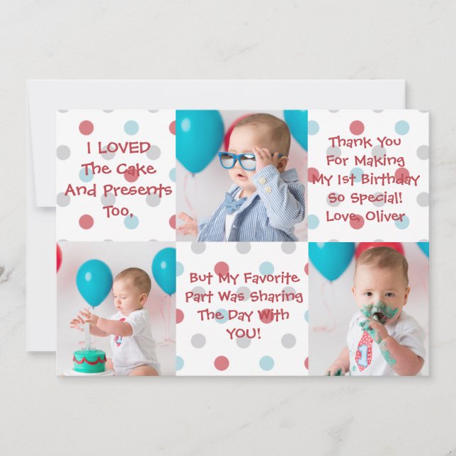 Första födelsedagtackkort tack kort (Framsida)