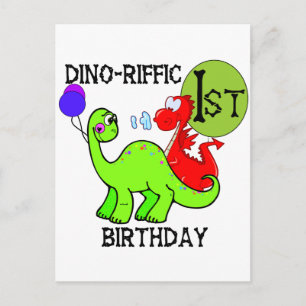 Första födelsedagTshirts och gåvor för Dinosaur Vykort