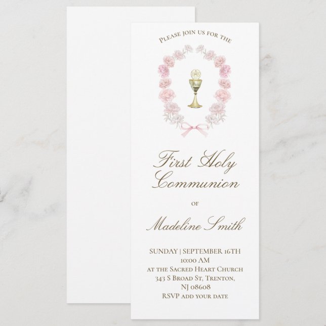 första folkbokförda rosa inbjudningar (Fram/baksida)