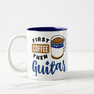 Första för gitarrmusik för kaffe därefter äls Två-Tonad mugg