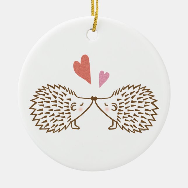 Första för jul beställnings- igelkottprydnad julgransprydnad keramik (Framsidan)