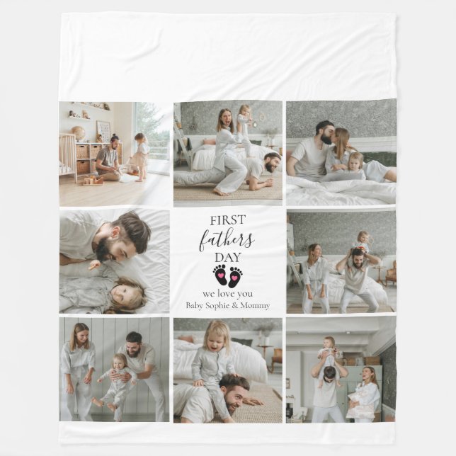 Första fotavtryck och Rosa Fars dag - Baby Fleecefilt (Framsidan)
