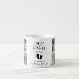 Första fotavtrycken Fars dag - Baby och blå hjärte Espressomugg