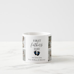 Första fotavtrycken Fars dag - Baby och blå hjärte Espressomugg