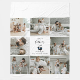 Första fotavtrycken Fars dag - Baby och blå hjärte Fleecefilt
