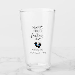 Första fotavtrycken Fars dag - Baby och blå hjärte Glaskopp