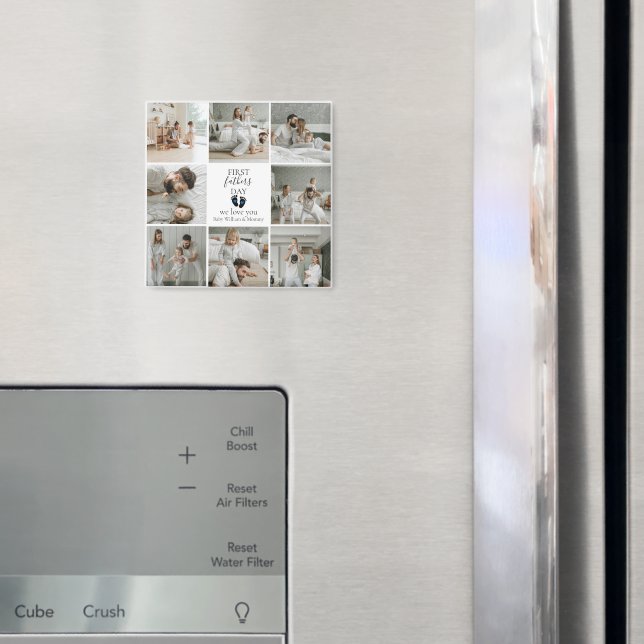 Första fotavtrycken Fars dag - Baby och blå hjärte Magnet (In Situ (Fridge))