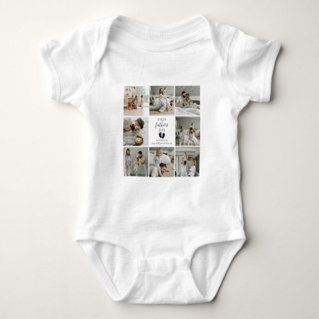 Första fotavtrycken Fars dag - Baby och blå hjärte T Shirt (Framsida)