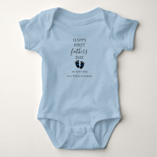 Första fotavtrycken Fars dag - Baby och blå hjärte T Shirt