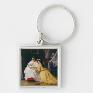 Första fött, 1863 fyrkantig silverfärgad nyckelring