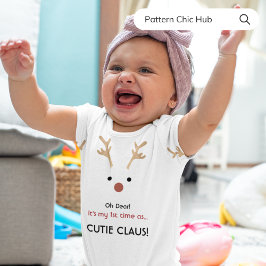 Första gången Baby Cutie Claus White-julen T Shirt