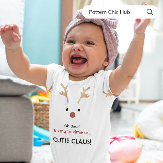 Första gången Baby Cutie Claus White-julen T Shirt