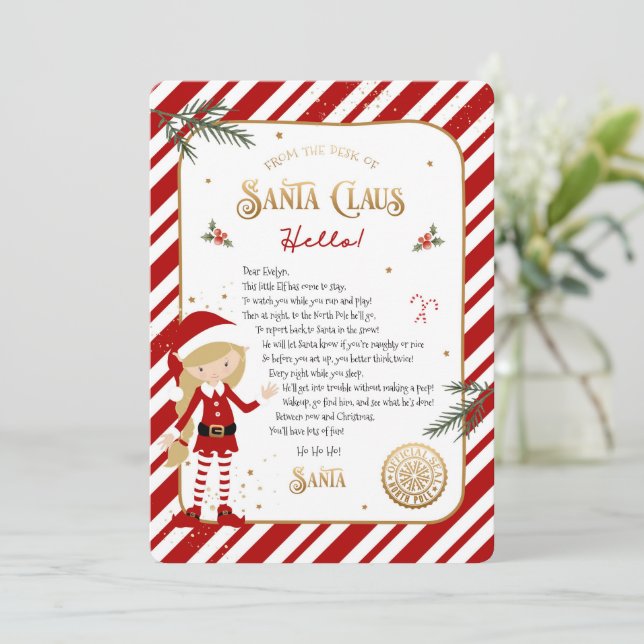 Första gången Elf ankommer Välkommen Brev (Stående Fram)