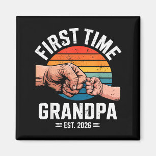 Första gången farfar Est 2026 Baby Tillkännagivand Magnet