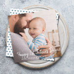 Första gången Fars dag-foto Julkort<br><div class="desc">Perfekt-kortet för första gången far. På baksidan av kortet är blått hjärta mönster.</div>