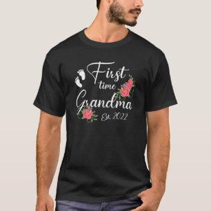 Första gången Grandma 2022 Mors dag Flower T Shirt
