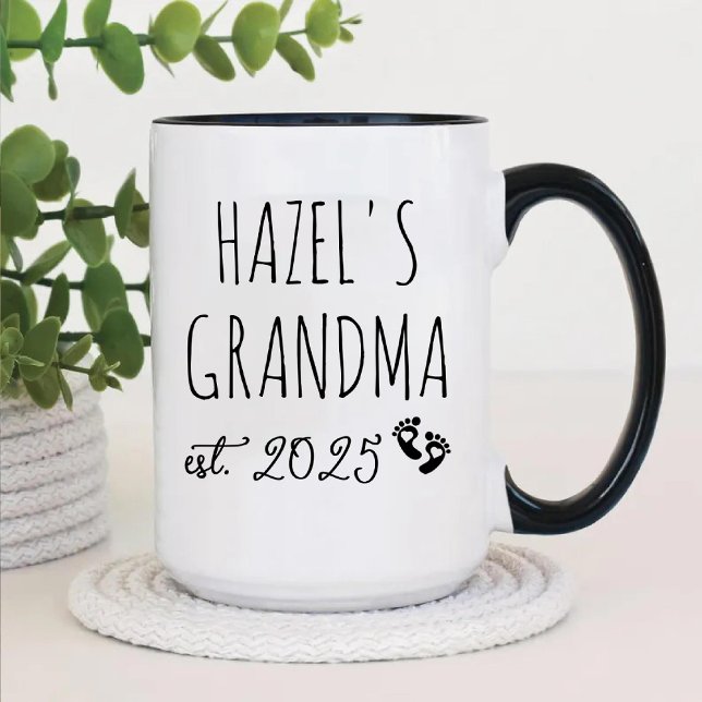Första gången Grandma First Grandchild Chic Heart Två-Tonad Mugg (First Time Grandma First Grandchild Chic Heart Two-Tone Coffee Mug)