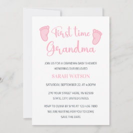 Första gången Grandma Flicka Feet Shower Inbjudningar