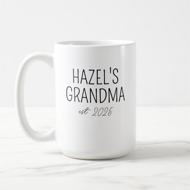 Första gången Grandma Mugg, New Grandma Gift, Firs Kaffemugg (Vänster)