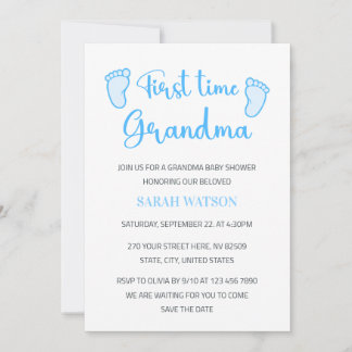 Första gången Grandma Pojke Feet Shower Inbjudningar