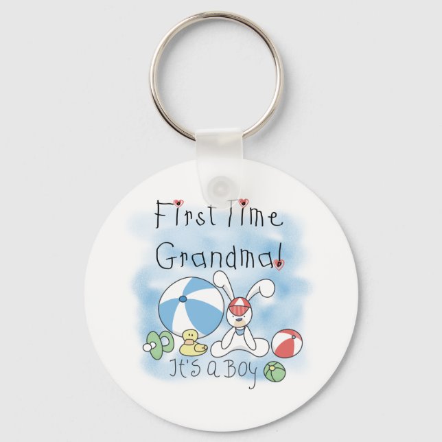 Första gången Grandma Pojke Nyckelring (Framsida)