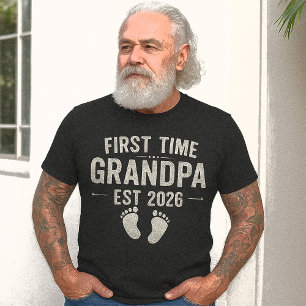 Första gången Grandpa Est. 2026 Ny Grandparent T Shirt