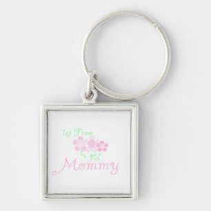 Första gången Mamma Rosa Flowers Gifts Fyrkantig Silverfärgad Nyckelring