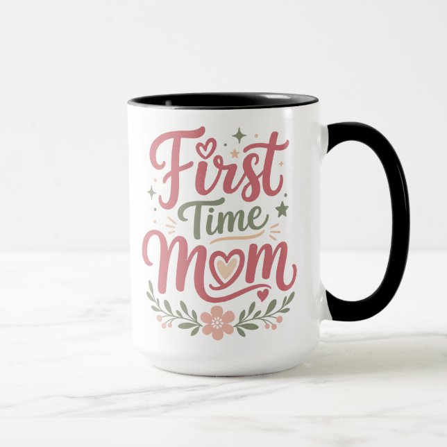 Första gången mamma Söt blomsterlig design för mod Mugg (Höger)