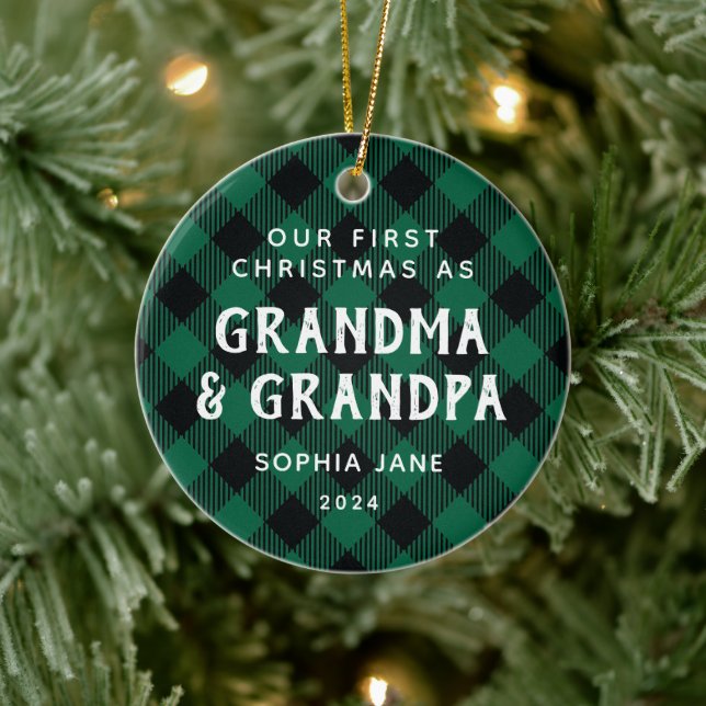 Första gången morföräldrarna jul, julklapp julgransprydnad keramik (Träd)