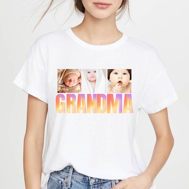första gången mormor anpassad 3bild collage t shirt (Skapare uppladdad)