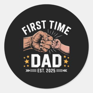 Första gången Pappa Est 2025 Fist Bump New Pappa F Runt Klistermärke