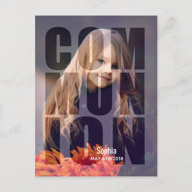 Första gemenfoto-överläggningstypografi inbjudan vykort (Framsida)