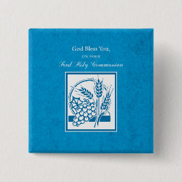 Första gemenskapen, vete, druvor, blå knapp