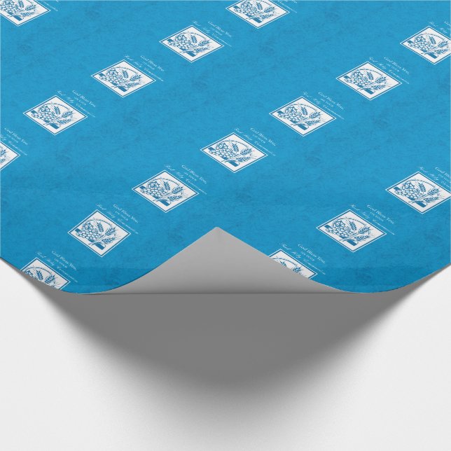 Första gemenskapen, vete, druvor, blå presentpapper (Hörn)