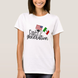Första Generation med Mexikanska Flagga Amerikansk T Shirt