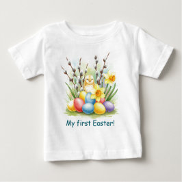 Första Glad påsk Chick Eggs Flowers T-Shirt