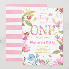 Första Golden Fairy Birthday Inbjudningar
