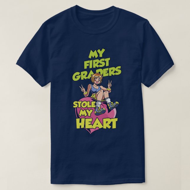 Första grader Stole My Heart Valentines day First  T Shirt (Design framsida)