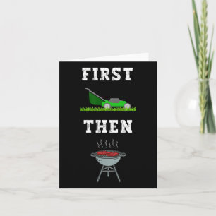 Första Gräsmatta sedan Bbq Grilling Pappa Funny Fa Kort