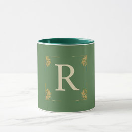 Första grönten guldkaffe med monogram personlig mugg