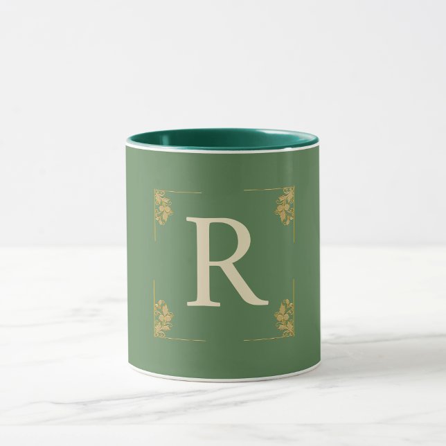 Första grönten guldkaffe med monogram personlig mugg (Skapare uppladdad)