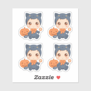 Första Halloween Baby Black Cat Costume Set of 4 Klistermärken