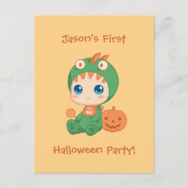 Första Halloween-Baby-inbjudan till Dragon Party-g Vykort
