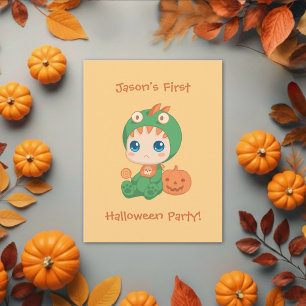 Första Halloween-Baby-inbjudan till Dragon Party-g Vykort