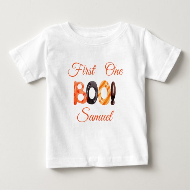 Första Halloween Birthday Little Boo Infant T-shir T Shirt (Framsida)