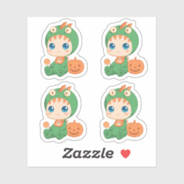 Första Halloween Cute Baby Dragon Costume Set av 4 Klistermärken