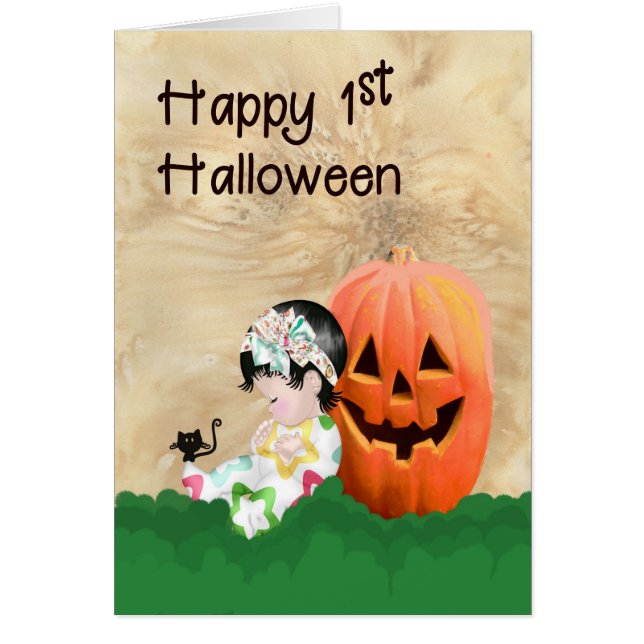 Första Halloween för Flicka Hälsningskort (Framsidan)