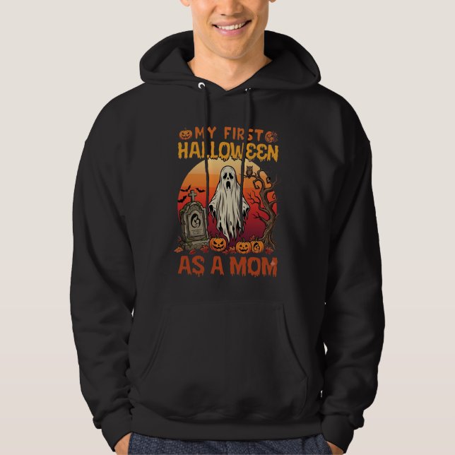 Första Halloween Mamma Spök Gravsten Pumpa_1 Hoodie (Framsida)