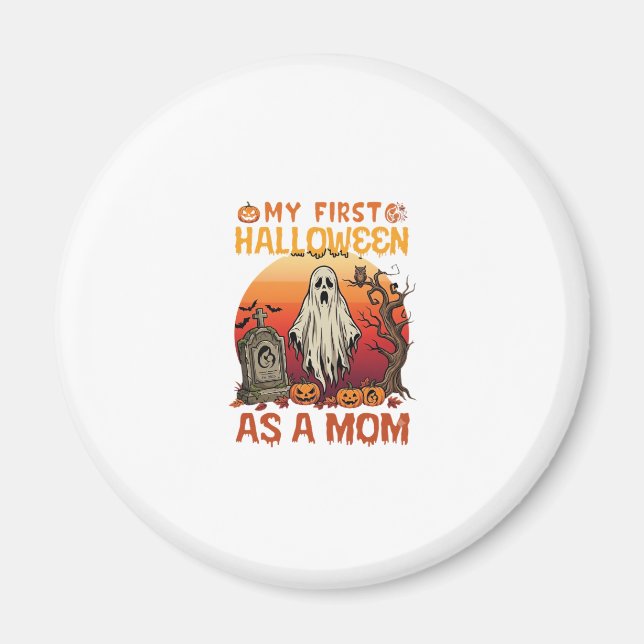 Första Halloween Mamma Spök Gravsten Pumpa_1 Magnet (Framsidan)