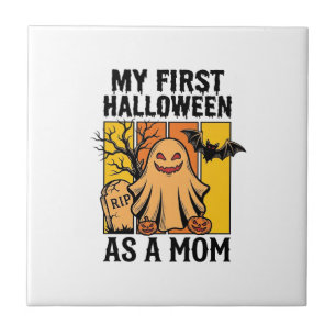 Första Halloween Mamma Tröja Vintage Spökdesign_1 Kakelplatta